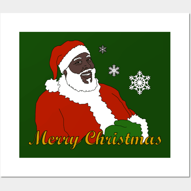 Black Santa - Merry Christmas Wall Art by LeiaPowellGlass